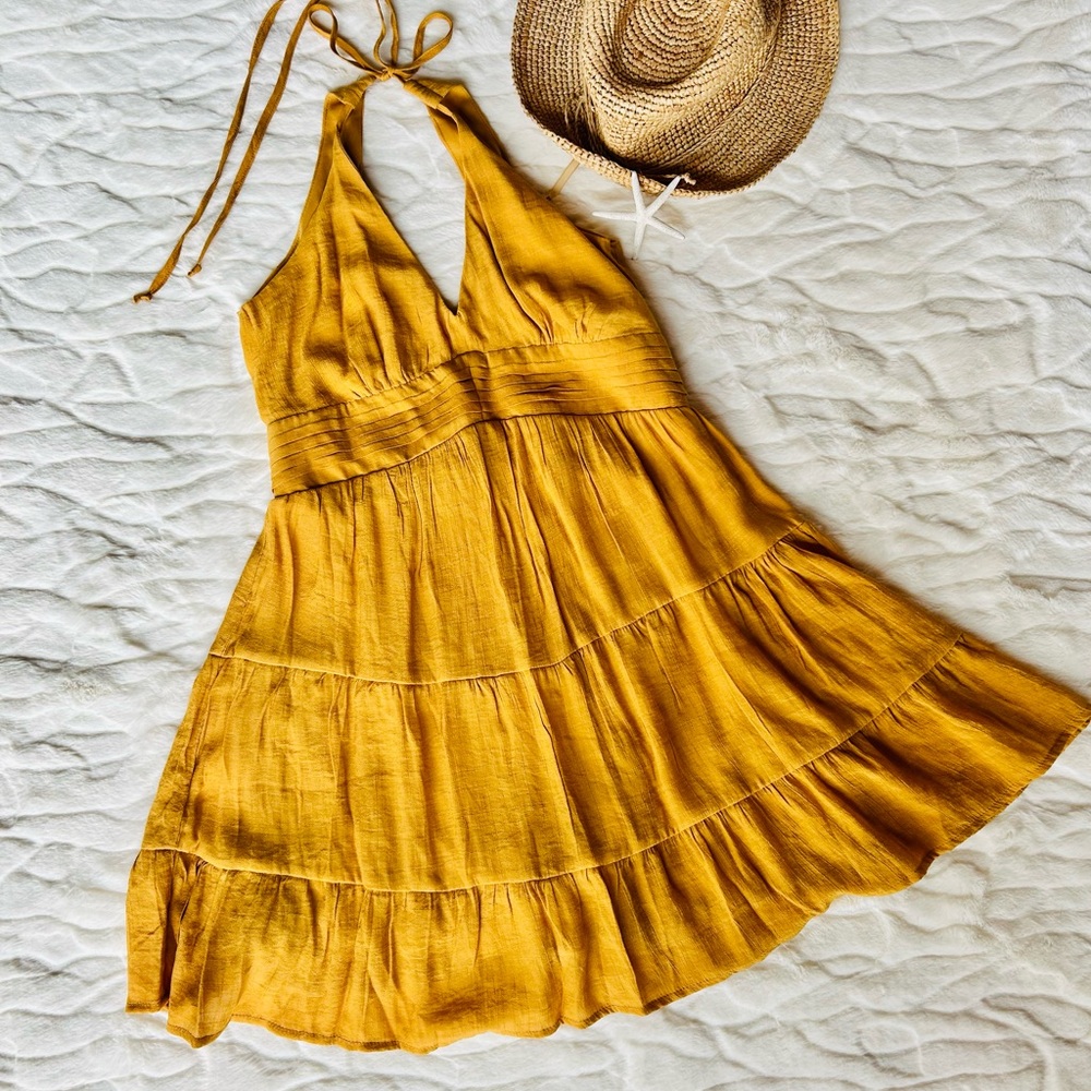 Francesca’s Mustard Yellow Halter Dress